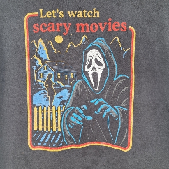 Ghost Face Super Beat Up Grunge Black Graphic Print Scream T Shirt Size Large - Picture 2 of 6